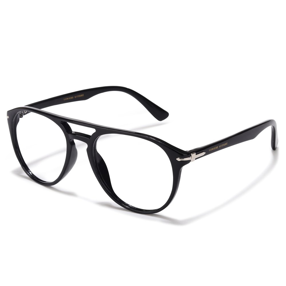 myreen Money Heist Professor Glasses with Blue Cut Computer Glasses For Men & Women | Shine Black | Medium Size 52mm (Frame + Anti-Glare Bluecut Lens, Black)
