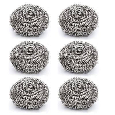 ISKA Stainless Steel Big Scrub Pad (Silver, Set of 6)