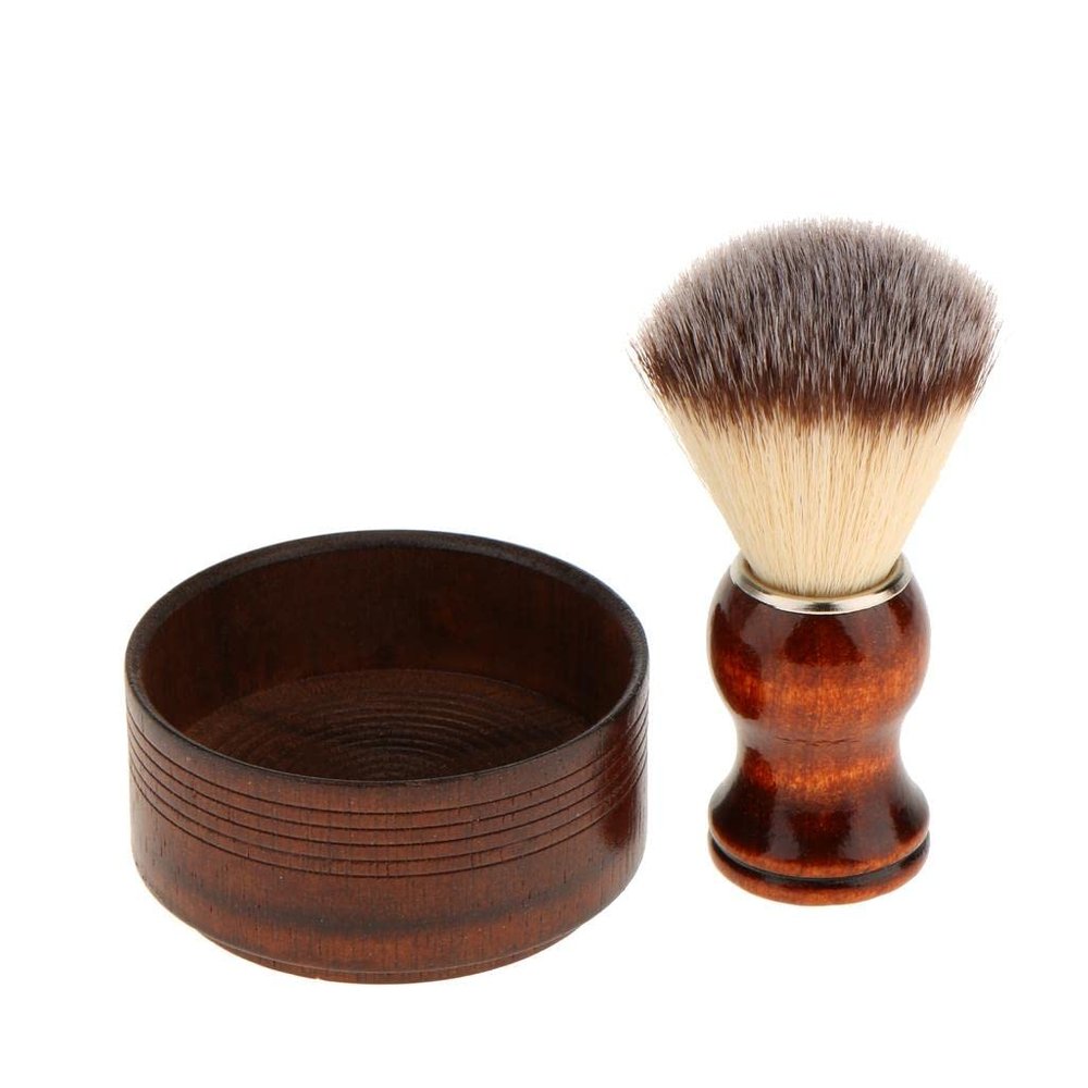 Losa Wood Men's Bristle Shaving Brush Shave Mug Bowl Barber Beard Soap Cup Set