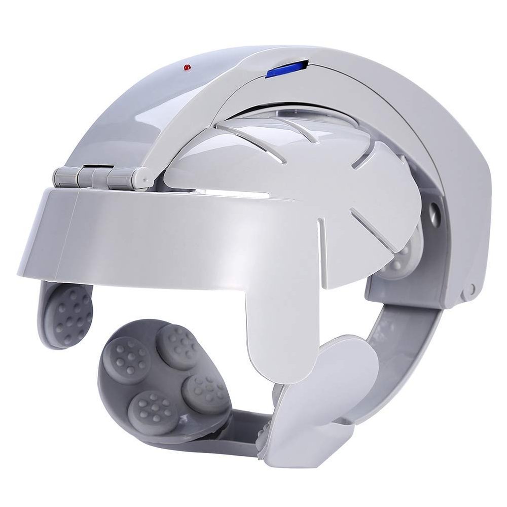 Head Massager Helmet Electric Head Massager Acupuncture Point Brain Relaxation Tension Release Vibration Massager with Heat Air Compression to Reduce Stress of Head