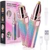 Eyebrow Trimmer Facial Hair Remover for Women, Rechargeable Body Face Hair Shaver Razor USB Electric Remover Nose Lips Armpit Bikini Painless Built-in LED Light Lady Gift (Rainbow 1 Pack 2 Heads) view 1