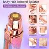 Eyebrow Trimmer Facial Hair Remover for Women, Rechargeable Body Face Hair Shaver Razor USB Electric Remover Nose Lips Armpit Bikini Painless Built-in LED Light Lady Gift (Rainbow 1 Pack 2 Heads) view 2