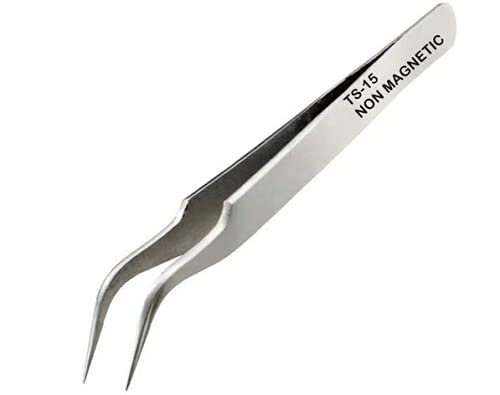 Aadvay Enterprises TS-15 Stainless Steel Precision Tweezer Curved Tip 120mm [Pack of 2]