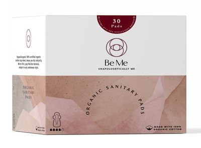 Be Me - 30 Sanitary Pads For Women, Rash Free, Ultra-Thin, Leak Proof, Biodegradable, Certified Napkins, EXTRA LARGE for Heavy Flow (Pack of 30) With Brown Disposable Pouch