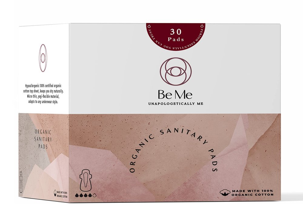 Be Me - 30 Sanitary Pads For Women, Rash Free, Ultra-Thin, Leak Proof, Biodegradable, Certified Napkins, Flow Wise COMBO, Pack of 30 (10 Regular, 10 L, 10 XL) With White Disposable Pouch