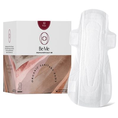 Be Me - 12 Sanitary Pads For Women, Rash Free, Ultra-Thin, Leak Proof, Biodegradable, Certified Napkins, EXTRA LARGE for Heavy Flow (Pack of 12) With White Disposable Pouch