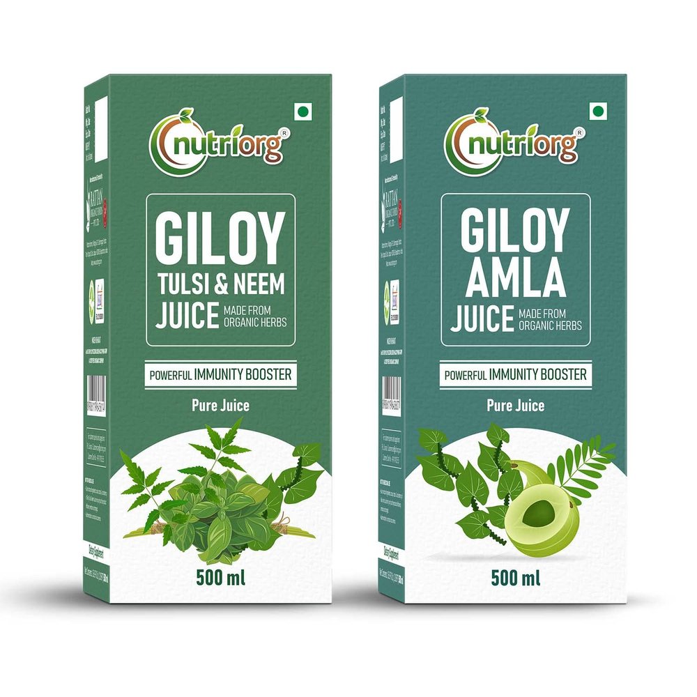 Nutriorg Giloy, Amla, Tulsi & Neem Juice | Immunity Booster | 500 ml (Pack of 2)