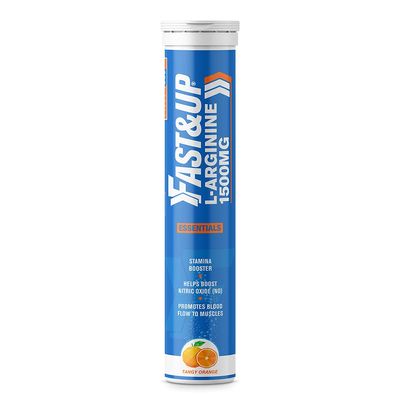 FAST&UP L-Arginine Essentials 1500 mg, Effervescent L-Arginine Supplement, Refreshing Orange Flavour, Boosts Stamina and Nitric Oxide (NO), Delays Onset of Fatigue  Pack of 20 Effervescent Tablets
