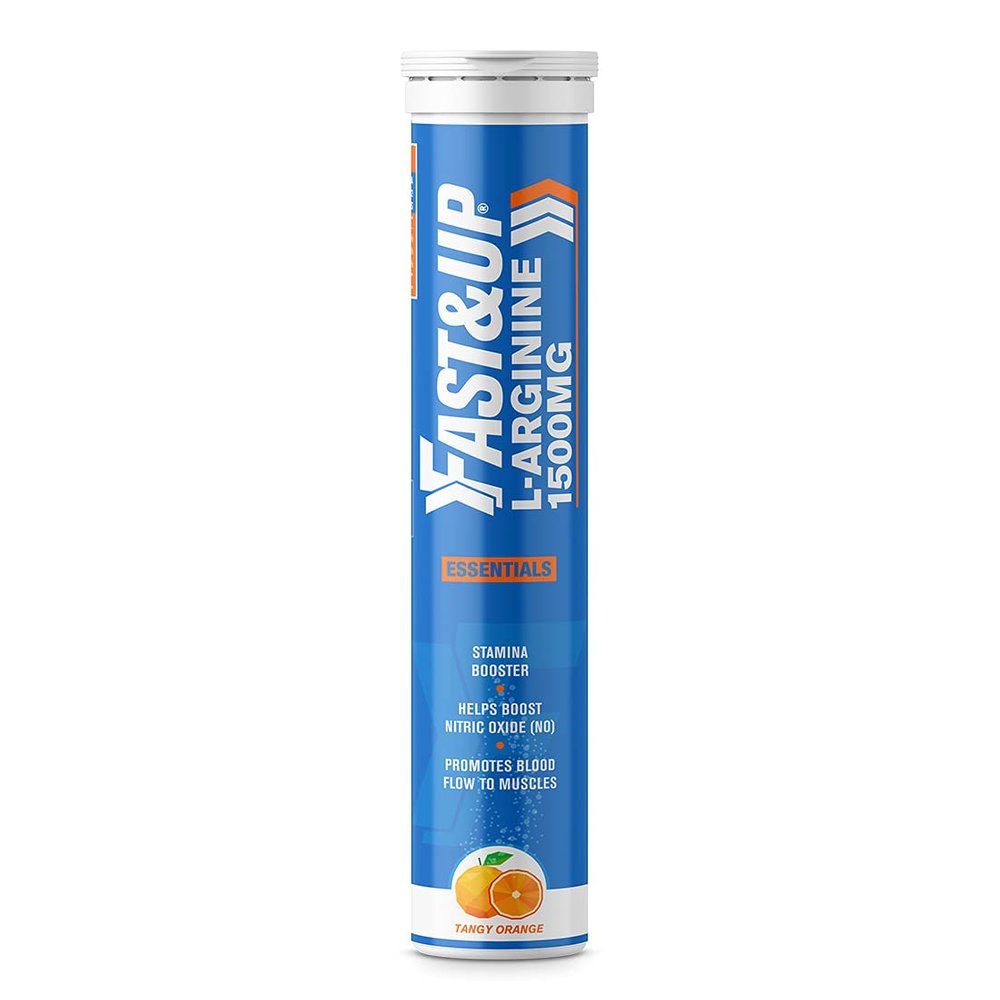 FAST&UP L-Arginine Essentials 1500 mg, Effervescent L-Arginine Supplement, Refreshing Orange Flavour, Boosts Stamina and Nitric Oxide (NO), Delays Onset of Fatigue Pack of 20 Effervescent Tablets