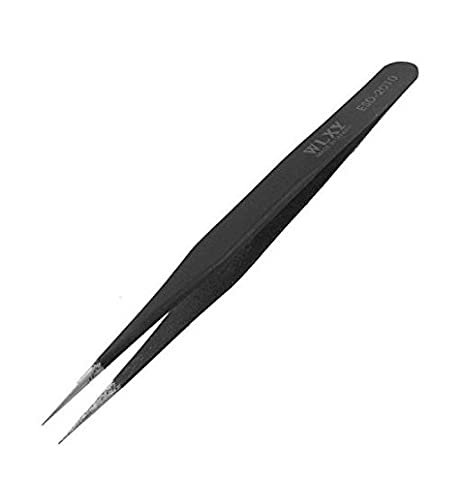 Aadvay Enterprises 11cm Pincers Straight ESD Tweezers Silver Tone Black