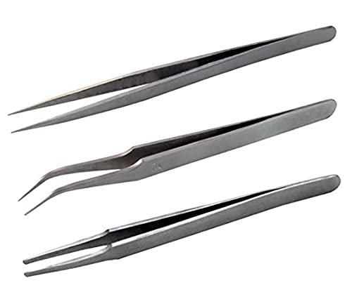 Aadvay Enterprises [3pcs] Beauty Tweezer Set - Precision Straight Tweezer & Plucker for Eyebrows, Facial Hair, and Beauty Care - Professional Stainless Steel Grooming Tool for Women & Men