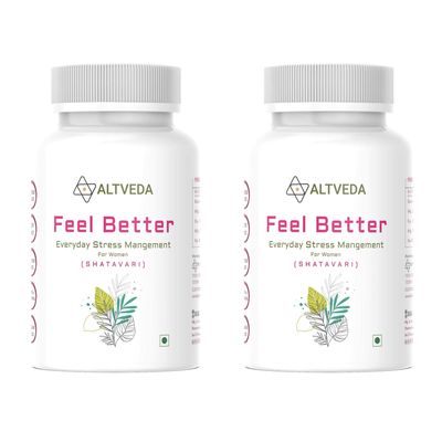 Feel Better For Women | Shatavari Extract Supplement | Reduces Stress & Anxiety | Enhance Hormonal Balance | Enhances Energy & Strength | 60 Capsule 450mg Each (Pack of 2)