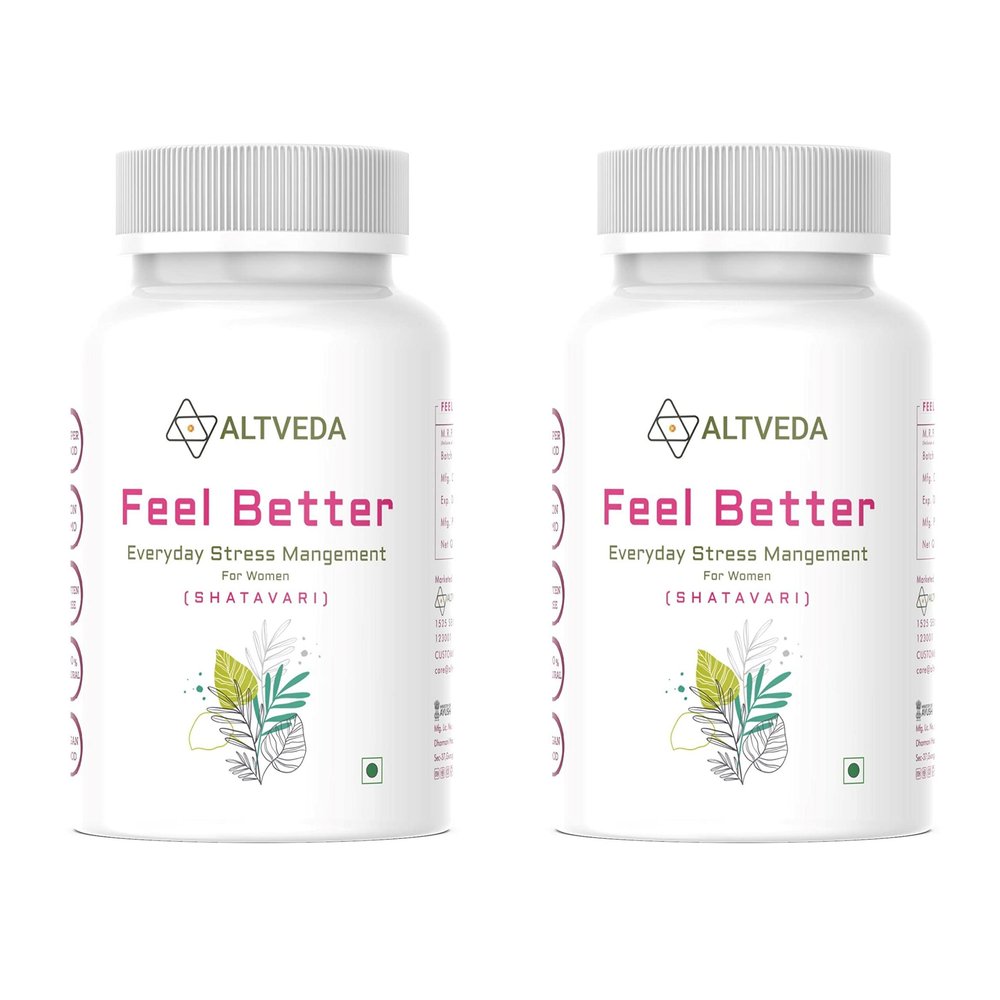 Feel Better For Women | Shatavari Extract Supplement | Reduces Stress & Anxiety | Enhance Hormonal Balance | Enhances Energy & Strength | 60 Capsule 450mg Each (Pack of 2)