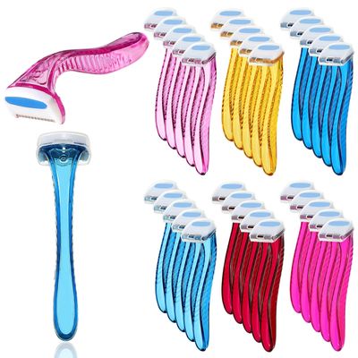 Honoson 30-Piece Bikini Razors T-Type Beauty Razor Bikini Line Trimmer Personal Women's Armpit Trimmer in Light Blue, Yellow, Pink, Rose, Deep Pink