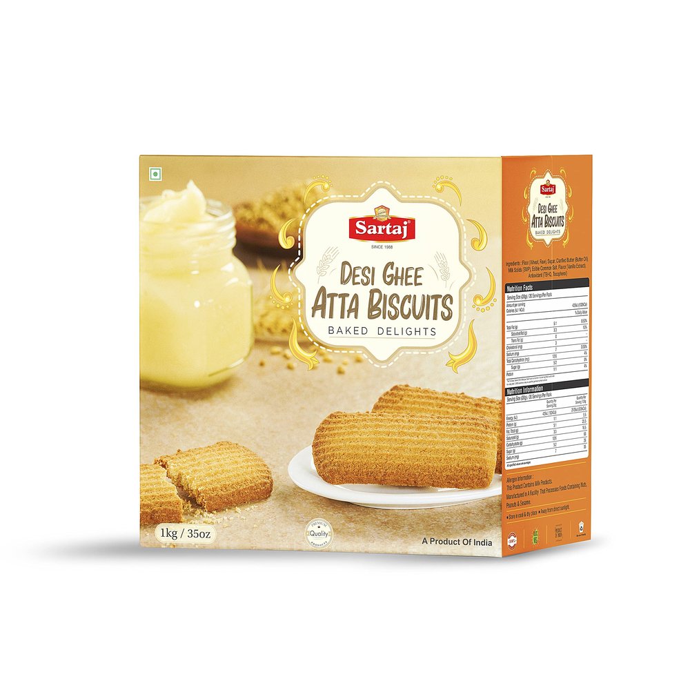 Sartaj Desi Atta Biscuits | Desi Ghee Whole Wheat Biscuits, 1kg