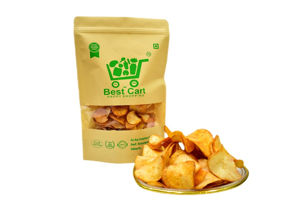 Best Cart-Happy shopping - Kerala Tapioca chips (kappa) Snacks 150 GM (PACK OF 3) 450 Grams spicy