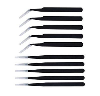 Aadvay Enterprises Black Coated Tweezers  5 Non-Magnetic [10 pair]