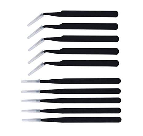 Aadvay Enterprises Black Coated Tweezers  5 Non-Magnetic [10 pair]