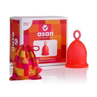 Asan menstrual cup heavy flow - Easiest cup to insert & remove I Special ring design | Premium medical grade silicone I Designed in the USA