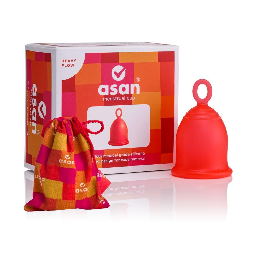 Asan menstrual cup heavy flow - Easiest cup to insert & remove I Special ring design | Premium medical grade silicone I Designed in the USA