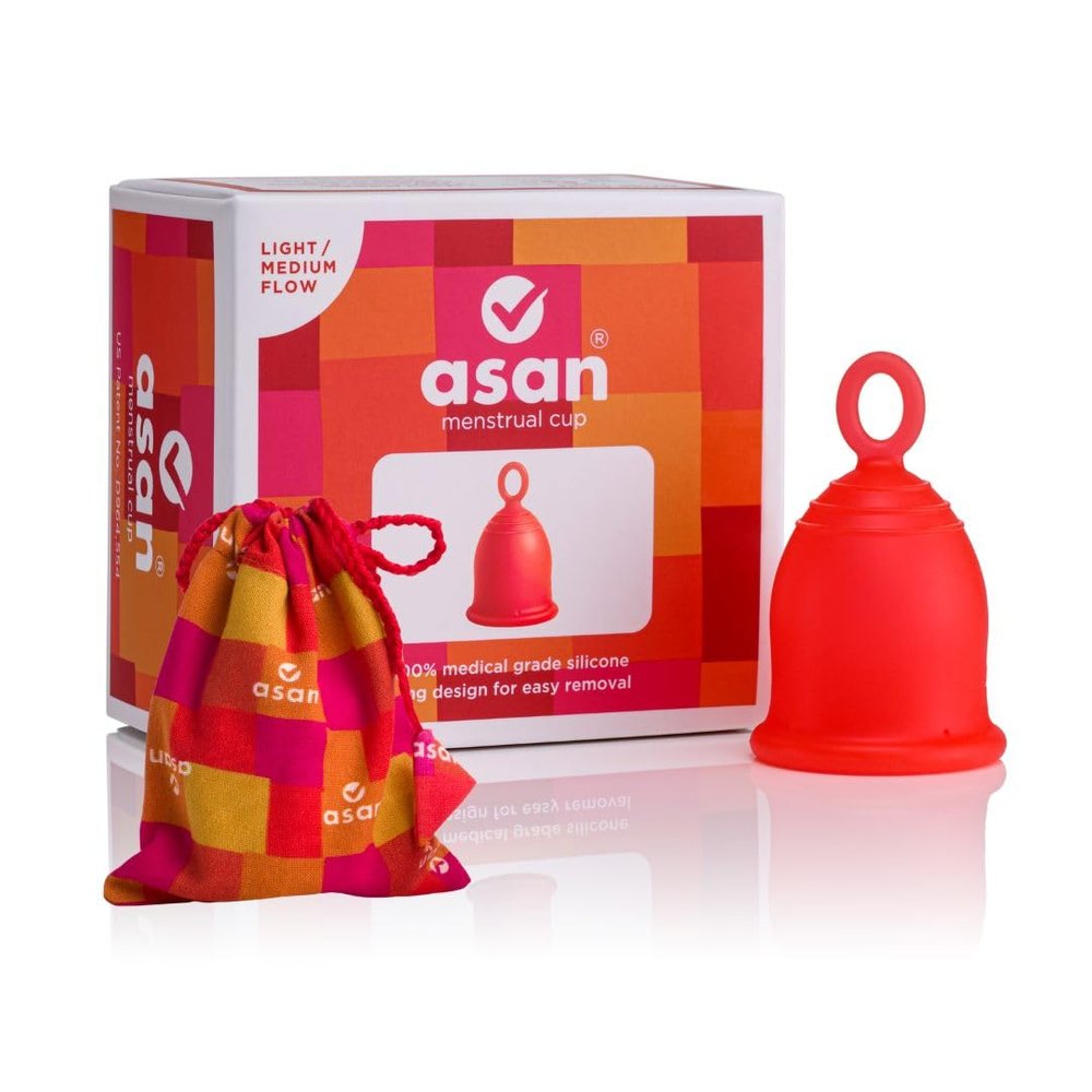 Asan menstrual cup light/medium flow - Easiest cup to insert & remove I Special ring design | Premium medical grade silicone I Designed in the USA