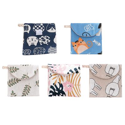ARTIBETTER 5Pcs Napkins Bag Nursing Pad Holder Sanitary Napkin Bag Small Coin Purse for Women and Girls