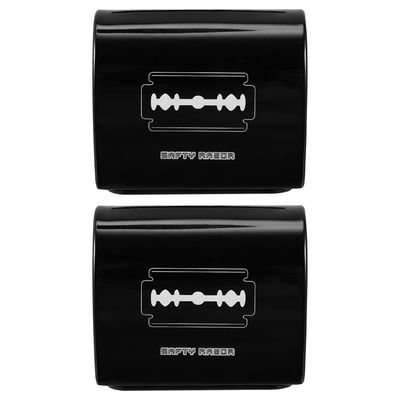 Beaupretty 2pcs Disposal Case Men Beard Razor Storage Box Iron Portable Blades Dispenser Container Home Barber Shop Blades Case