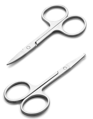 ayushicreationa Facial Hair Small Grooming Scissors For Men Women Eyebrow, Nose Hair, Mustache, Beard, Eyelashes, Ear Trimming Kit - Curved and Rounded Safety Tip Clippers For Hair Cutting(Pack_of_2)