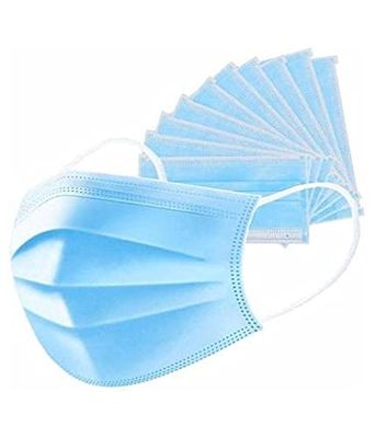 DIOS 3 ply Disposable Face Mask with Meltblown Filter Blue Color Nose Clip, 100% Machine Made, UV Sterilized, Dehumidified, CE ISO Certified Mask (Pack of 50) (BLUE)