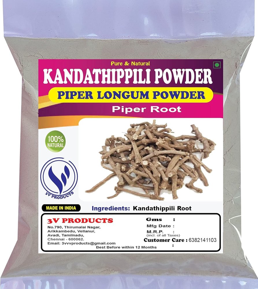 3V PRODUCTS: Kandathippili Powder 50g | Piper Root Powder | Piper longum Powder | Piparamula | Modikaddi | Kattuthippaliver Powder