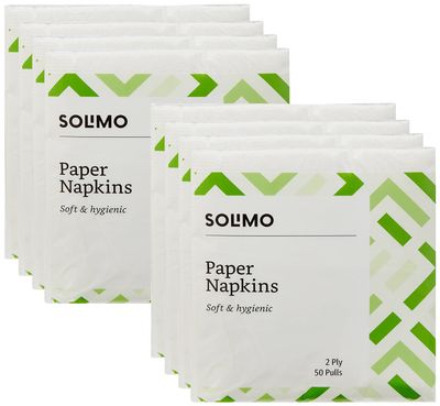 Amazon Brand - Solimo 2 Ply Paper Napkins - 50 Pulls (Pack of 8)