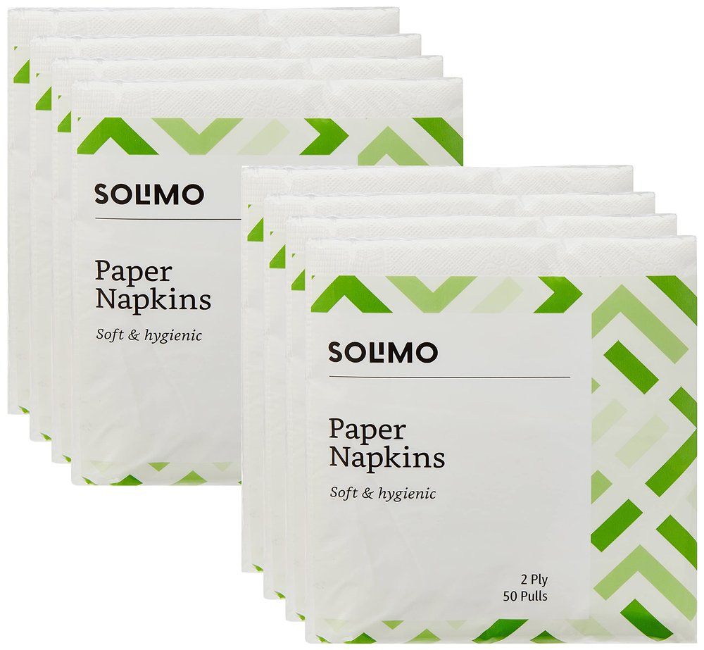 Amazon Brand - Solimo 2 Ply Paper Napkins - 50 Pulls (Pack of 8)
