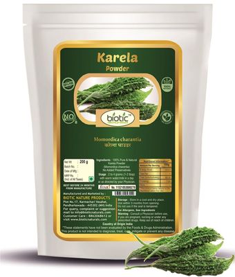 Biotic Organic Karela Powder Eating - Bitter Gourd Powder - Kakarakaya Powder - 200gm