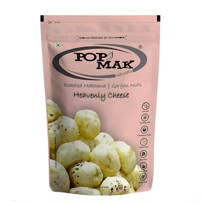 Popmak Makhana (Heavenly Cheese, 55gm) | Roasted Makhana| Gorgon Nuts | Fox Nuts for Healthy Snacking | All Natural ingredients | Resealable Packaging | Sugar Free | Flavored Makhana - Perfect for guilt-free snacking!