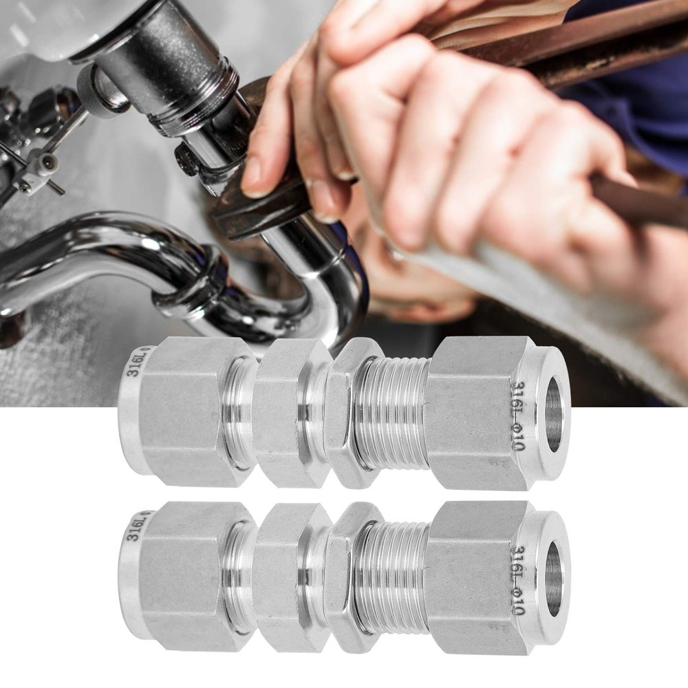 Compression Bulkhead, Smooth Safe Fitting Bulkhead Connector Convenient for Gas Pipes for Oil Pipes for General Purpose for Professional Use(10)