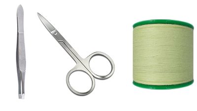 ayushicreationa Women Cotton Eyebrow Thread with Stainless Steel Mini Scissor and Tweezers for Hair Removal and Threading Tools Combo Pack of 3