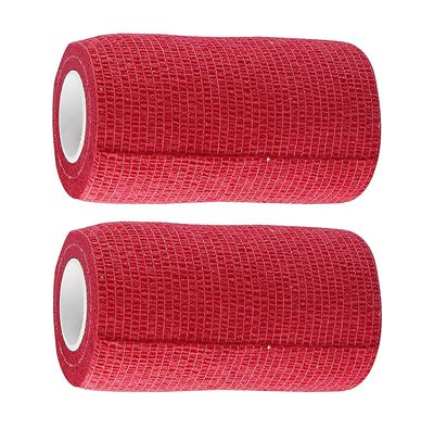 A-TAPE Self Adhesive Non Woven Bandage Wrap 10 cm X 4.5 m Breathable Self Adherent Wrap for Pets - Athletic Elastic Cohesive Bandage for Sports Injury: Ankle, Knee & Wrist Sprains(Pack Of 2) - Red