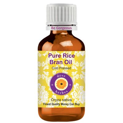 Deve Herbes Pure Rice Bran Oil (Oryza sativa) | Cold Pressed | Natural | Undiluted | For Diluting Essential Oils | For Skin & Massage | Men & Women | 30ml
