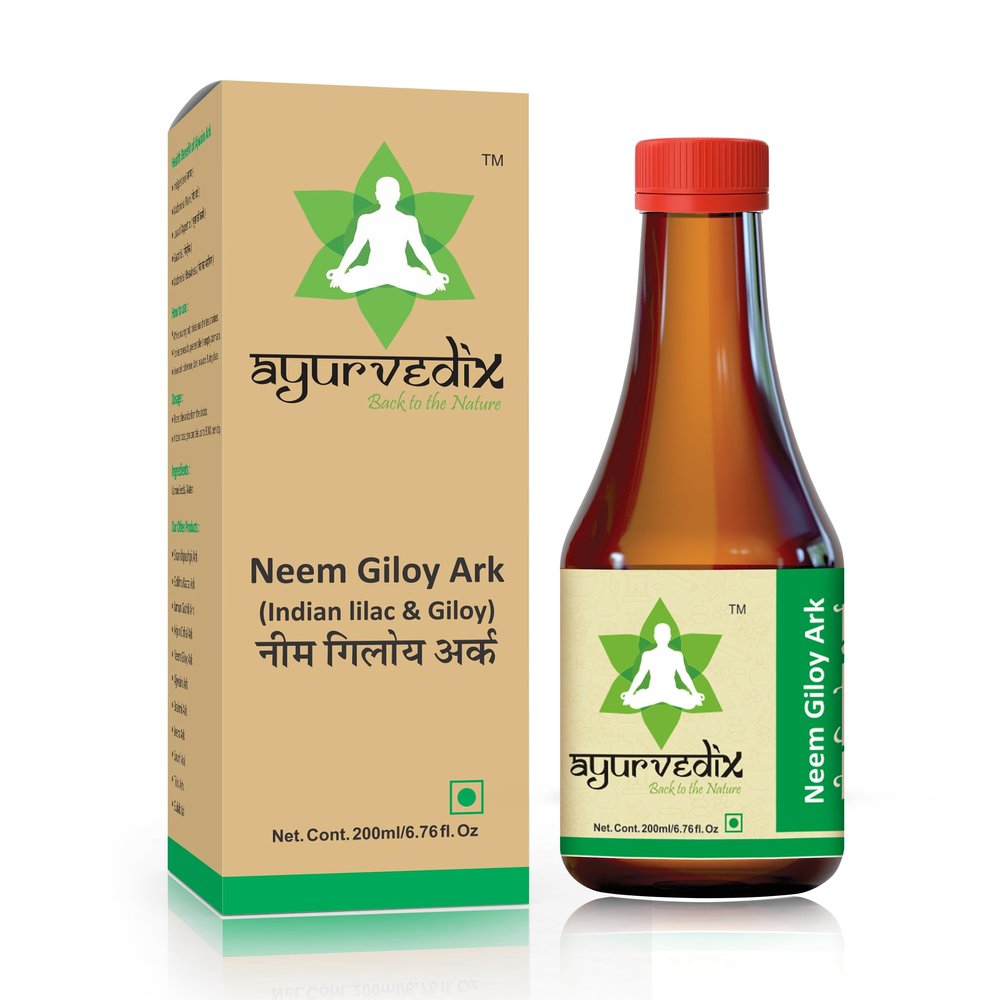 ayurvedix Neem Giloy Ark | Hydrosol | Includes Neem Giloy/Guduchi/Gulvel Distillate For Building Immunity, Strengthens Immunity, Respiratory Problems | 200Ml, Pack Of 1, Syrup