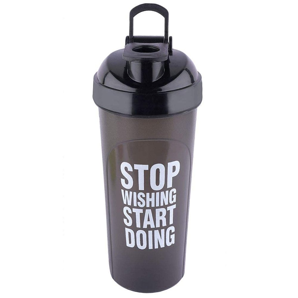 AV Brands Gym Shaker Bottle BPA Free Stop Wishing Start Doing Bottle 700 ml Shaker (Black)