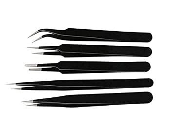 Aadvay Enterprises [Set of 5 ] ESD Safe Anti-Static Tweezers Suitable for Mobile, Electronics Repair