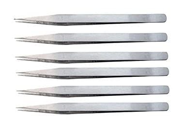 Aadvay Enterprises Stainless Steel, non-Magnetic Tweezers, Heavy Duty for electronic repair [Pack Of 6