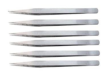Aadvay Enterprises Stainless Steel, non-Magnetic Tweezers, Heavy Duty for electronic repair [Pack Of 6