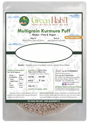 Greenhabit Multi-Grain KURMURA MURMURA(Oats,Jowar,Ragi & Bajra) aka Multi grain Puff for Healthy Breakfast Snack Food (200gm Pack of 1)