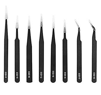 Aadvay Enterprises [8 PCs] Pointed Precision Tweezers Set, Tweezers Kit for Electronic Repairing
