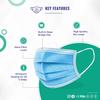 Medohealthy 3 Ply Disposable Cotton Face Masks (Pack of 200, Blue) for Unisex with Nose Pin BIS, (ISI) Certified Mask with Melt Blown Layer view 3