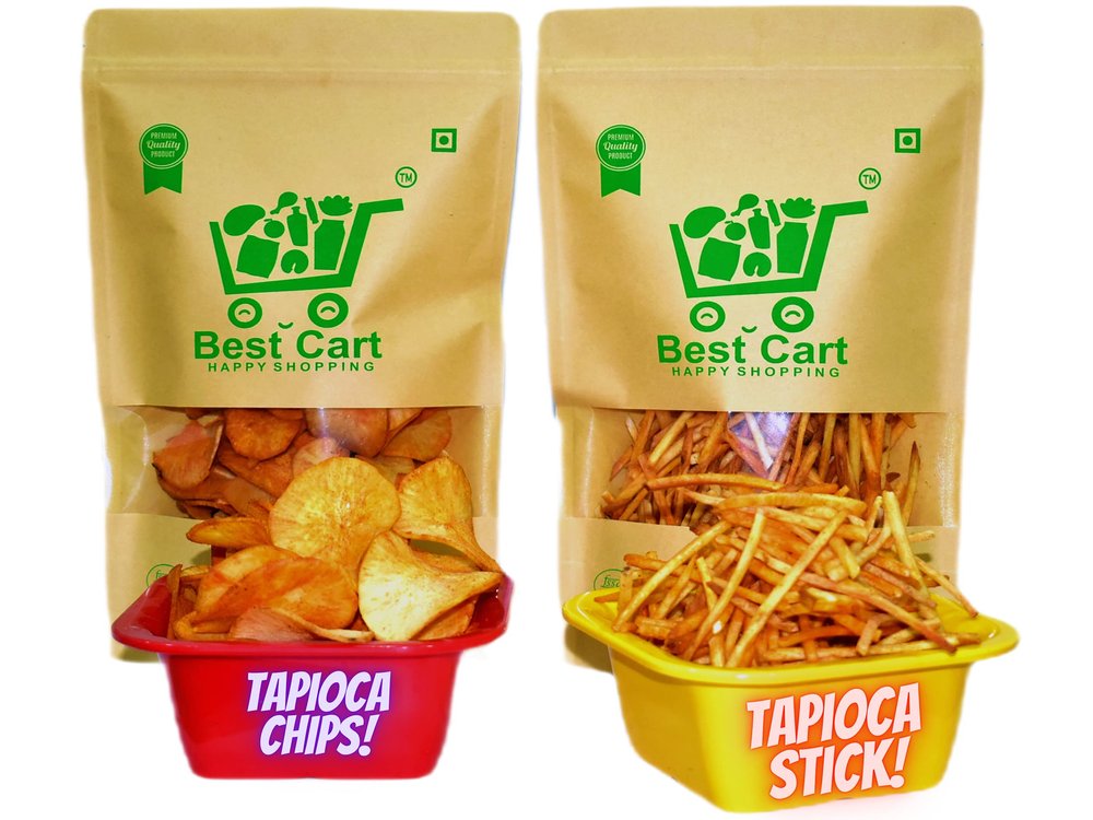 Best Cart-Happy shopping - Kerala Tapioca chips And Tapioca Stick (kappa) Snacks - 300 GM Each Pack Contains (Pack Of 2).