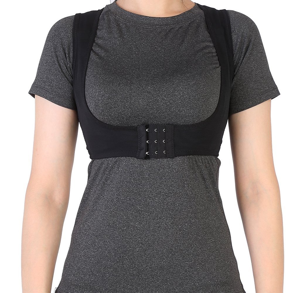 4Size Elastic Posture Adjustable Posture Correction Belt, Posture Correct Belt, Simple Shoulder Support Belt, Office for(Black, S, 12)