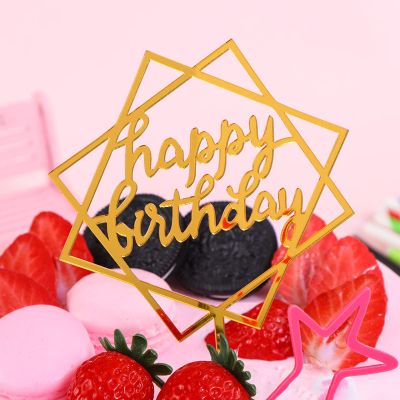qiguch66 Cake Topper for Birthday,Cake Decoration,Happy Birthday Acrylic Cake Topper Party Supplies Dessert Cupcake Ornament Decor - 940Golden