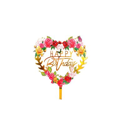 qiguch66 Cake Topper for Birthday,Cake Decoration,Acrylic Flower Cake Topper DIY Wedding Birthday Baking Dessert Cupcake Decor - 7